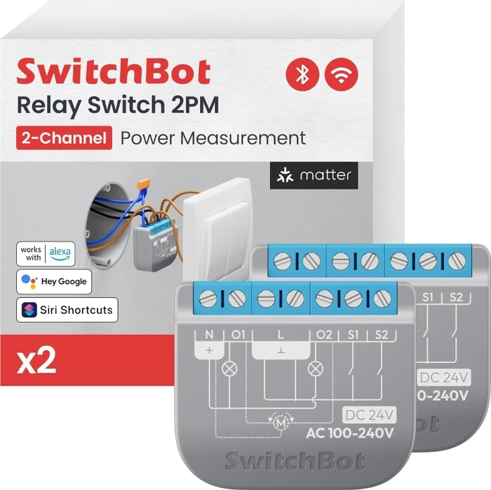 SwitchBot Relay Switch 2PM 2-fach, Schaltaktor, 2er-Pack