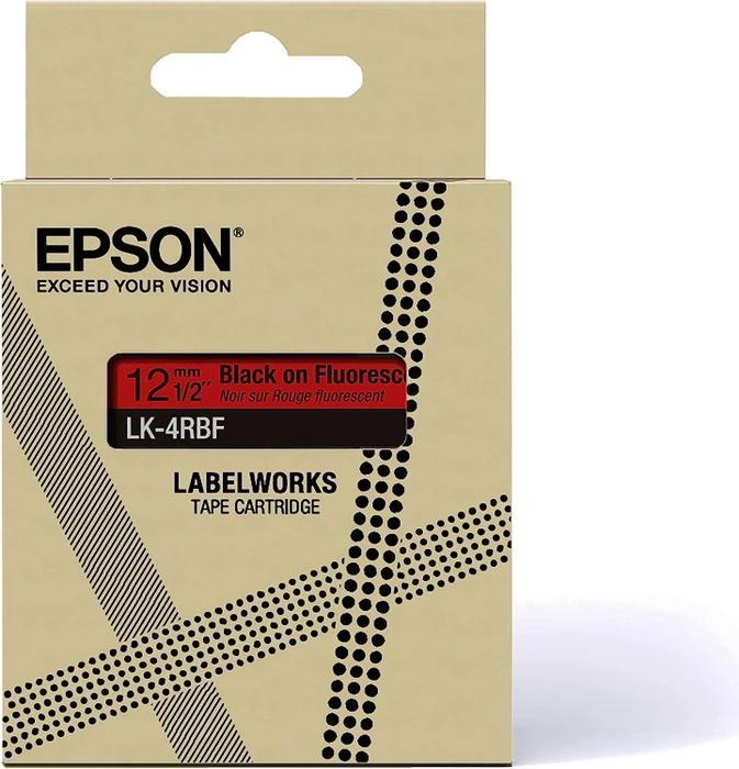 Epson LK-4RBF Beschriftungsband, 12mm, schwarz/fluoreszierend rot