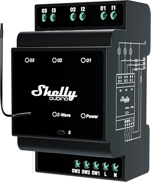 Shelly Qubino Wave Pro 3, 3-Kanal, 2TE REG, Schaltaktor