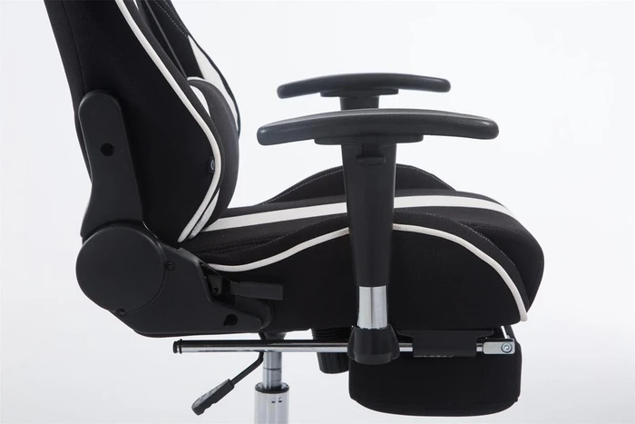 CLP Racing Limit Stoff Gamingstuhl mit Fußstütze, schwarz/weiß