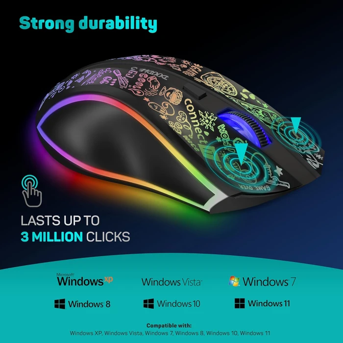 Connect IT Doodle 3 Wireless Gaming Mouse schwarz, USB