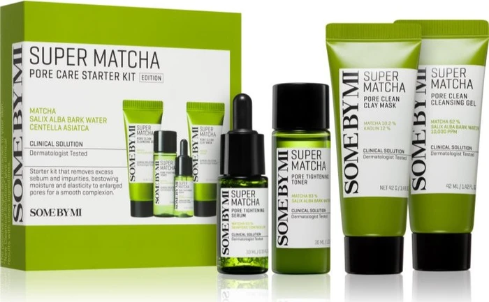 Some by Mi Super Matcha Pore Care Gel 42ml + Maske 42g + Toner 30ml + Serum 30ml Starter Kit Geschenkset