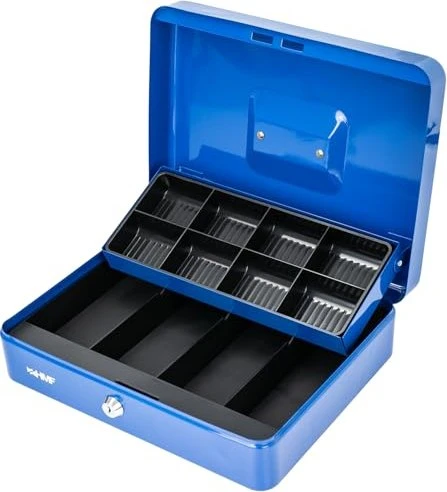 HMF 15130 Geldkassette, blau, Schlüsselschloss