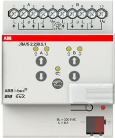 ABB JRA/S2.230.5.1 Jalousie-/Rollladenaktor mit Fahrzeitermittlung 2-fach, 230V, 6A, 4TE REG, Schaltaktor