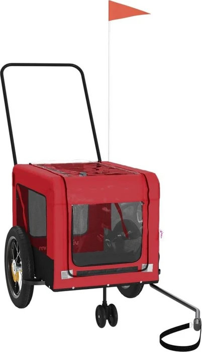 vidaXL Hunde 120x54.5cm Fahrradanhänger rot/schwarz