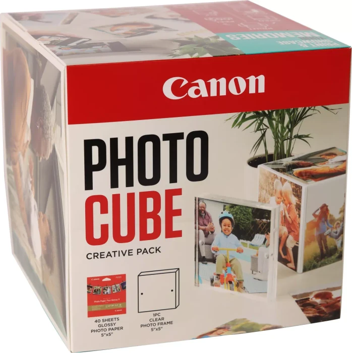 Canon Plus Glossy II PP-201 Photo Cube cyan Fotopapier hochglänzend weiß, 13x13cm, 265g/m², 40 Blatt
