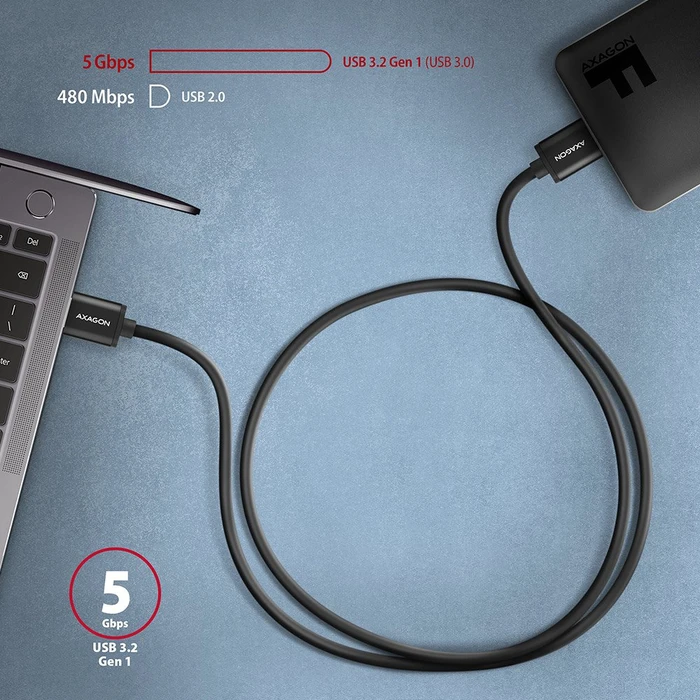 Axagon USB Adapterkabel, USB 3.0, 5Gb/s, USB-A 3.0 [Stecker] auf USB 3.0 Micro-B [Stecker], Adapterkabel, 1m