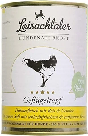Loisachtaler Hundenaturkost Geflügeltopf mit Reis und Gemüse, 400g