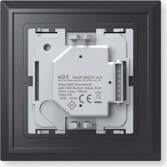 eQ-3 HomeMatic Glas-Wandthermostat mit CO2-Sensor schwarz, Funk-Wandthermostat