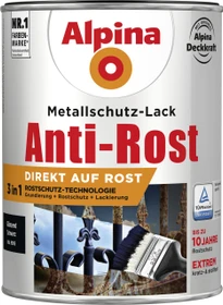 Alpina Farben Metallschutz-Lack Anti-Rost außen schwarz glänzend, 2.5l