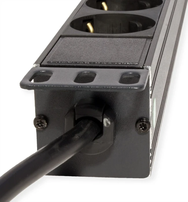 Value 19" Aluminium Steckdosenleiste, 1HE, 8-fach, 250V, schwarz, 2.8m