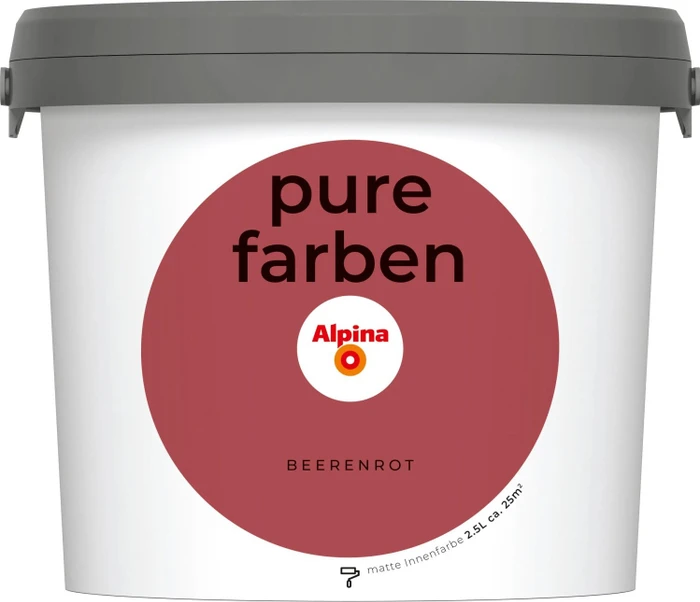Alpina Farben Pure Farben Wandfarbe Beerenrot innen rot, 2.5l