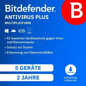 BitDefender AntiVirus Plus Multiplatform, 5 Geräte, 2 Jahre, ESD (multilingual) (Multi-Device) (CP-AV2-5-24)