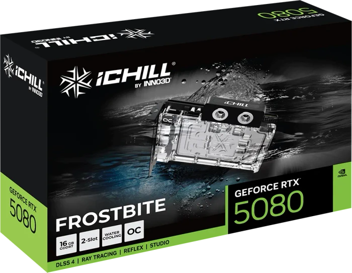 INNO3D GeForce RTX 5080 iCHILL Frostbite, 16GB GDDR7, HDMI, 3x DP