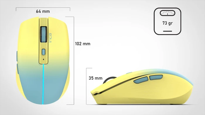 Inca IWM-511RS Wireless Mouse gelb/blau, USB/Bluetooth