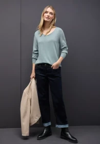 Street One V-Neck Pullover nile blue mel. (Damen)
