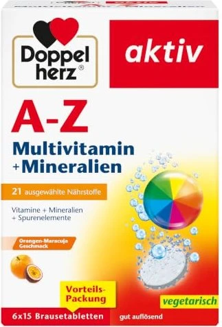 Doppelherz aktiv A-Z Multivitamin + Mineralien Brausetabletten, 90 Stück (6x 15 Stück)