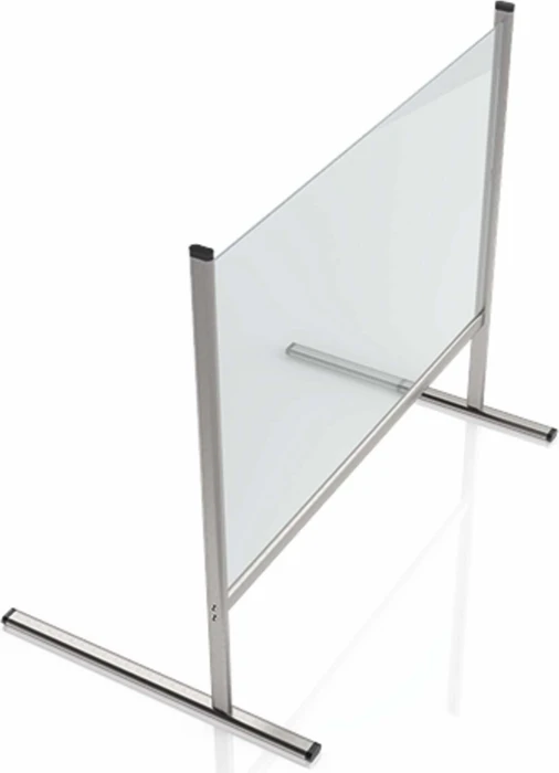 Magnetoplan Hygieneschutz Thekenaufsatz Hygienewand mit Aluminiumgestell, transparent/silber, 96x65cm