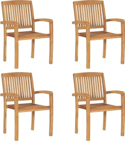 vidaXL Teak Stapelsessel grau, 4 Stück