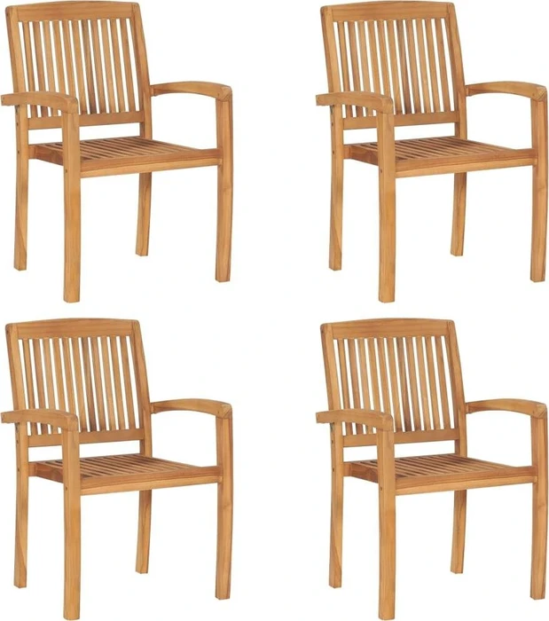 vidaXL Teak Stapelsessel-Set, 4-tlg.