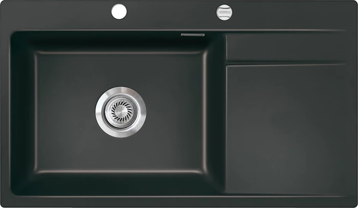 systemceram Stema 86 SL F Einbau Becken links mit Ablauffernbedienung nigra