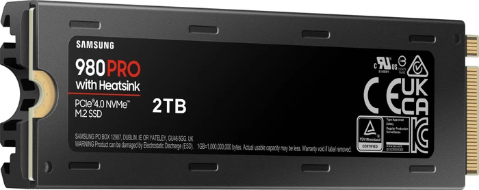 Samsung SSD 980 PRO 2TB, M.2 2280 / M-Key / PCIe 4.0 x4, Kühlkörper