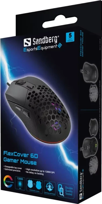 Sandberg FlexCover 6D Gamer Mouse, schwarz, USB