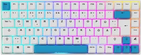 Sharkoon Skiller SGK50 S3 PBT, weiß/hellblau, LEDs RGB, hot-swap, Gateron G Pro 3.0 YELLOW, USB, DE