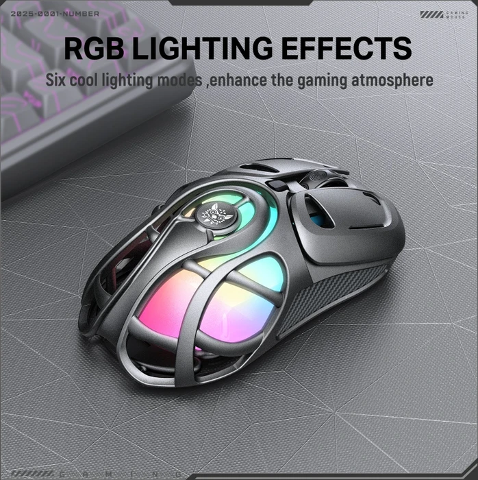 Onikuma DM02 Tri-Mode Wireless Gaming Mouse grau, USB/Bluetooth