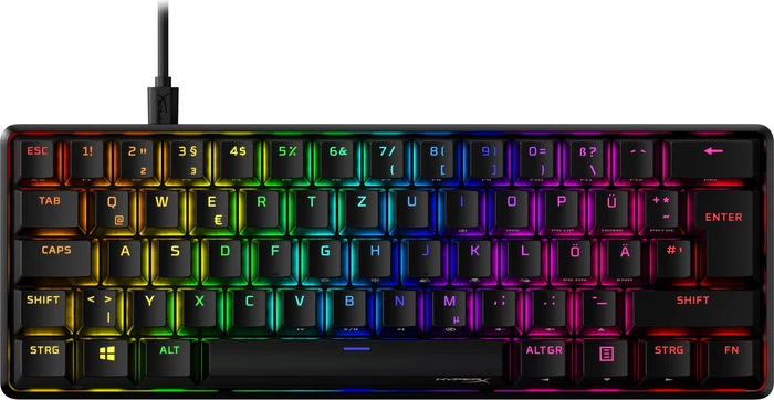 HP HyperX Alloy Origins 60, LEDs RGB, HyperX RED, USB, DE