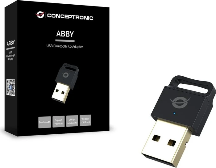 Conceptronic ABBY06B Bluetooth USB Adapter, Bluetooth 5.0, USB-A 2.0 [Stecker]