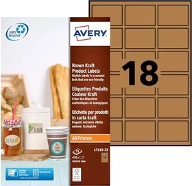 Avery-Zweckform Etiketten, 63.5x42.3mm, braun, matt, 25 Blatt (450 Etiketten)