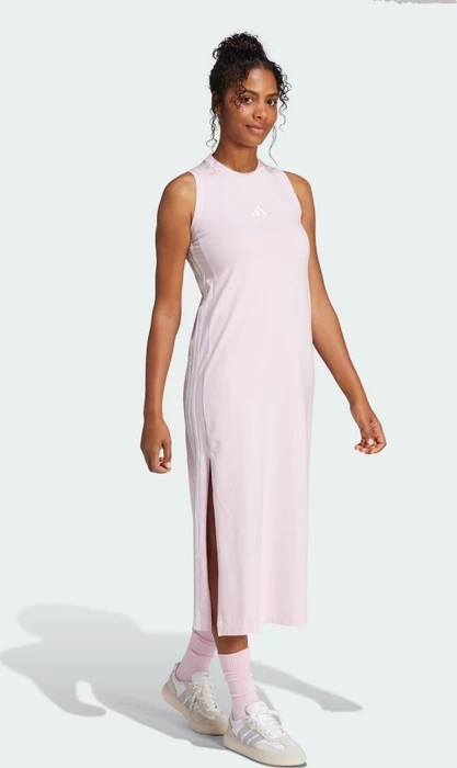 adidas Essentials 3-Streifen Long Racerback Kleid clear pink/white (Damen)