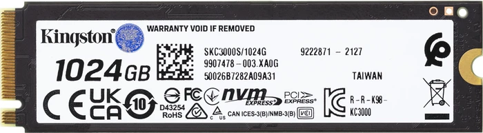Kingston KC3000 PCIe 4.0 NVMe SSD 1TB, M.2 2280 / M-Key / PCIe 4.0 x4