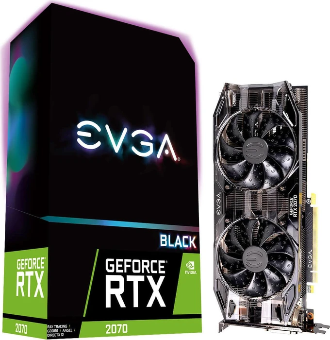 EVGA GeForce RTX 2070 Black Gaming, 8GB GDDR6, DVI, HDMI, USB-C, 2x DP