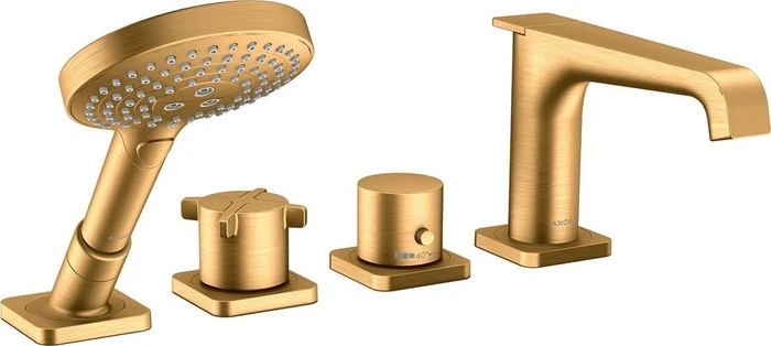 Hansgrohe Axor Citterio E 4-Loch Wannenrandarmatur mit Thermostat brushed goldoptik