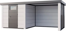 Telluria Classico 2424 Gerätehaus inkl. Anbau 2.84m rechts weiß/grau