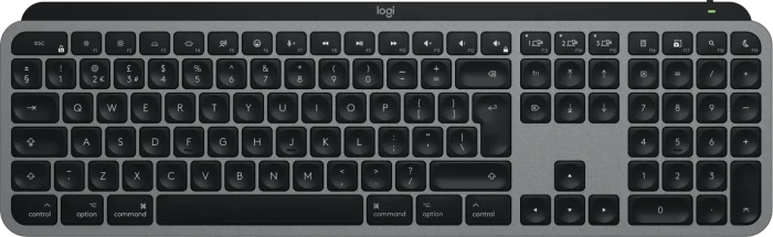 Logitech Keys S for Mac, Space Gray, schwarz/grau, LEDs weiß, Logi Bolt, USB/Bluetooth, UK