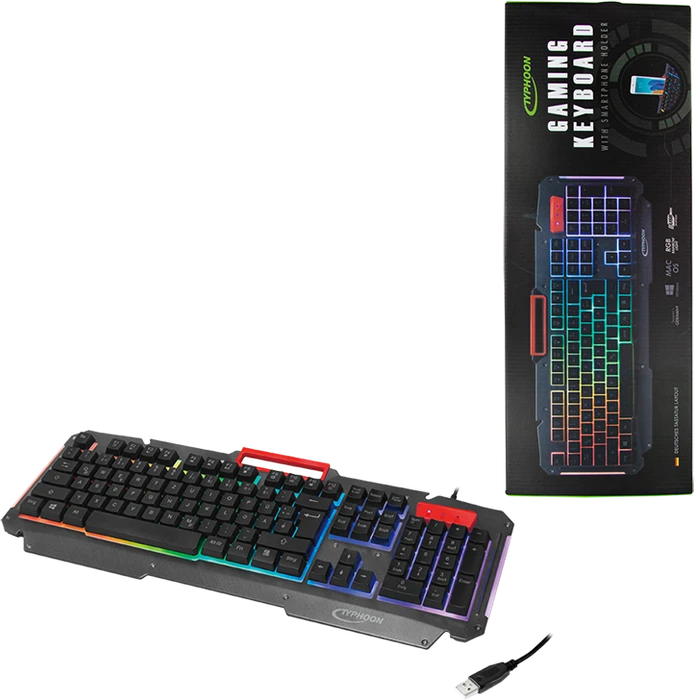 Typhoon Gaming-Tastatur mit Regenbogenfarben-Hintergrundbeleuchtung, USB, DE