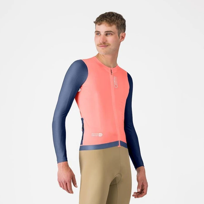 Castelli Corretto Trikot langarm brilliant pink/belgian blue/white (Herren)