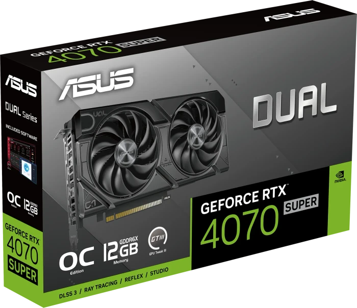 ASUS Dual GeForce RTX 4070 SUPER EVO OC, DUAL-RTX4070S-O12G-EVO, 12GB GDDR6X, HDMI, 3x DP