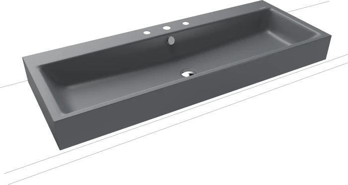 Kaldewei Puro Aufsatz-Doppelwaschtisch 120x46cm mit Überlauf, 1x3 Hahnlochbohrung, Perl-Effekt, cool grey 70