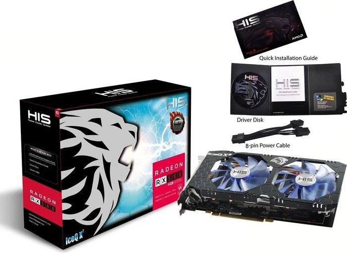 HIS Radeon RX 580 IceQ X² OC, 4GB GDDR5, DVI, HDMI, 3x DP
