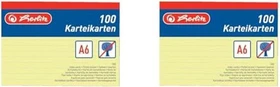Herlitz Karteikarten, A6, liniert, gelb, 100 Blatt