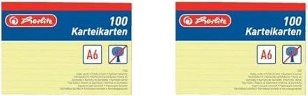Herlitz Karteikarten, A6, liniert, gelb, 100 Blatt