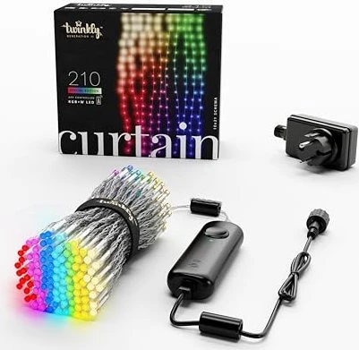 Twinkly Curtain Lights String Multicolor + White Lichtervorhang LED 210x warmweiß RGB