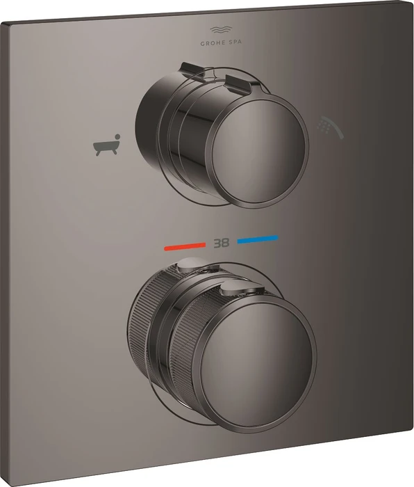 Grohe Allure Thermostat-Wannenbatterie mit integrierter 2-Wege-Umstellung hard graphite