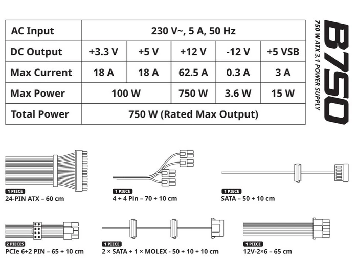 FROZN B750 schwarz 750W, ATX 3.1