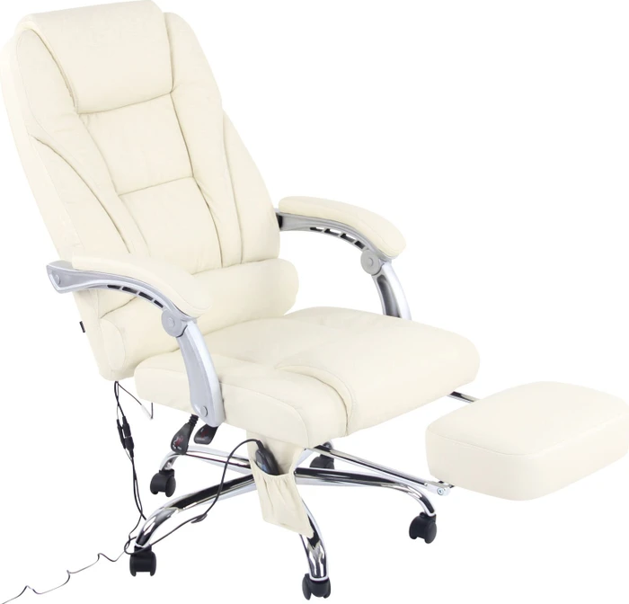 CLP Pacific Leder Bürostuhl mit Massagefunktion, creme