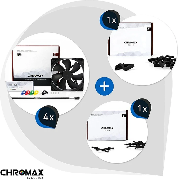 Noctua NF-A14 PWM chromax.black.swap schwarz, 140mm, 4er-Pack
